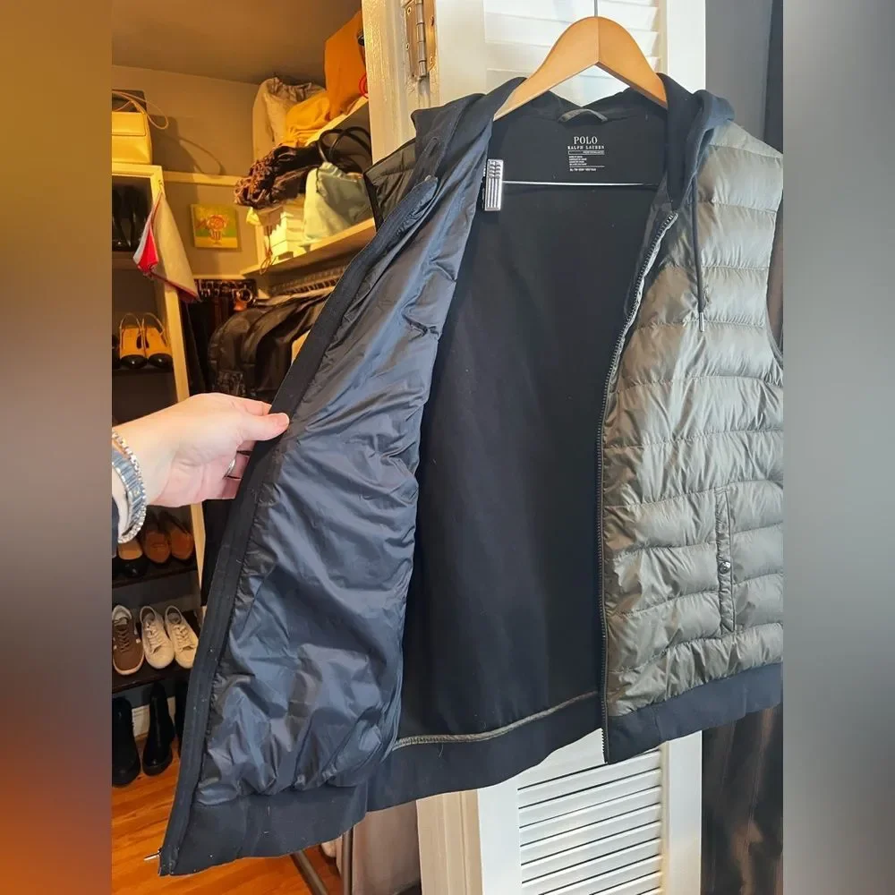 Polo Ralph Lauren Down Performance Hooded Vest in Olive Green and Black